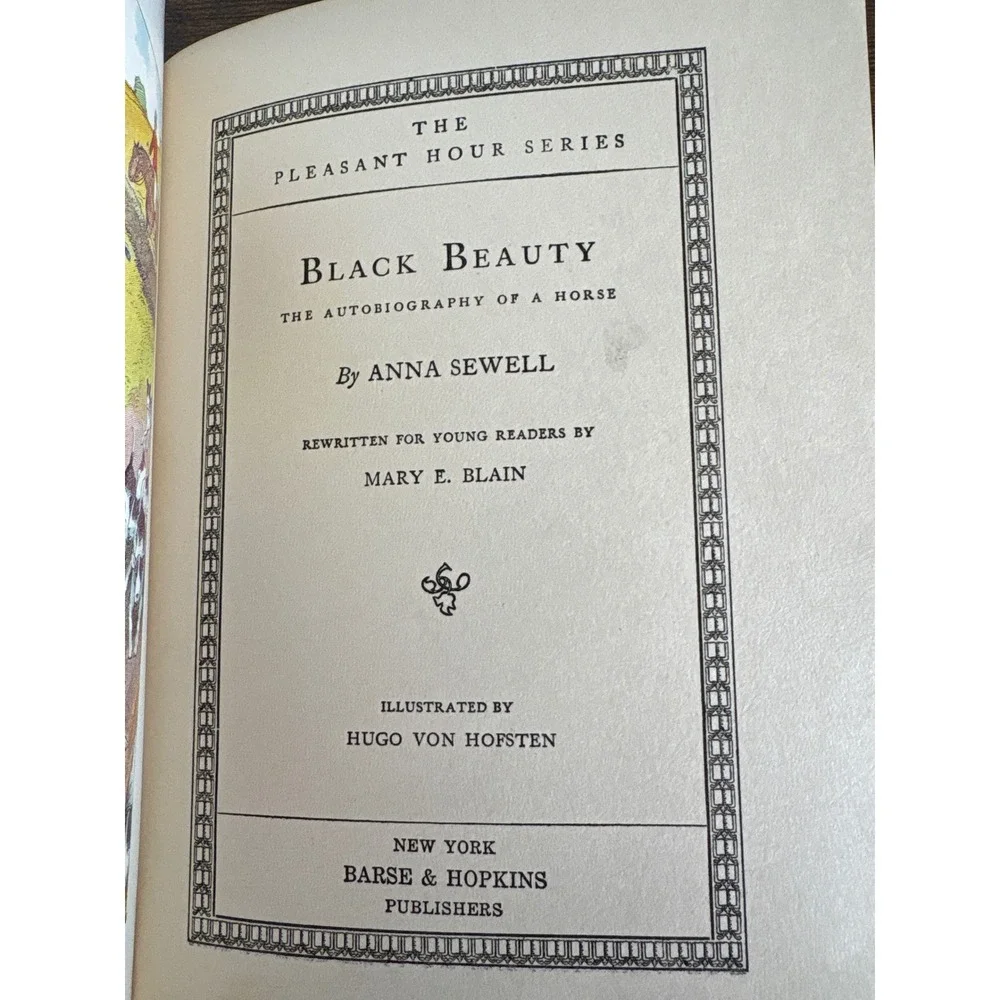 Black Beauty Anna Sewell Antique Barse & Hopkins Pleasant Hour Series